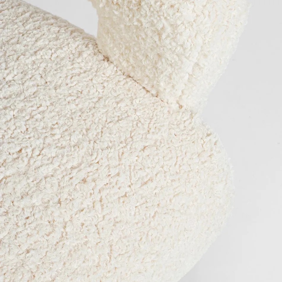 Fotoliu cu Cotiere din Cauciuc și Scaun Efect Lână - Patrizia Viadurini