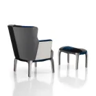 Fotoliu cu Puf din Tesatura Patchwork - Bromo Viadurini