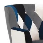 Fotoliu cu Puf din Tesatura Patchwork - Bromo Viadurini