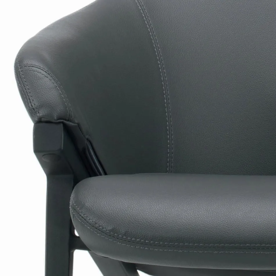 Fotoliu cu Structură din Oțel și Scaun din Piele Eco-Graphit Made in Italy - Reggio Viadurini