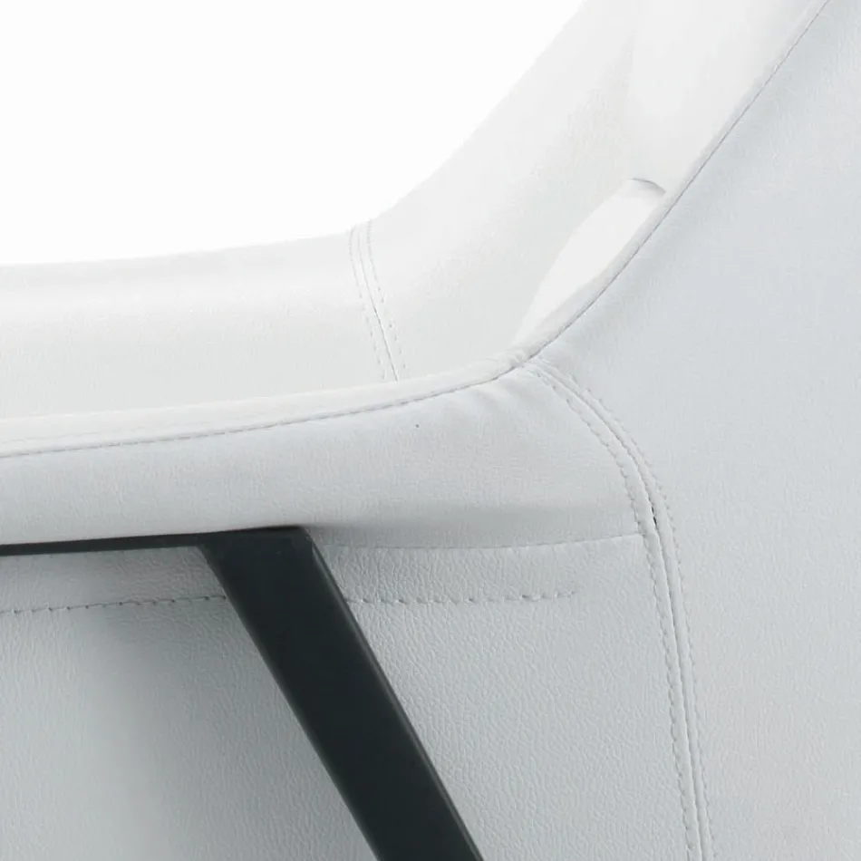 Fotoliu cu Structură din Oțel Negru și Scaun din Piele Ecologică Made in Italy - Modena Viadurini