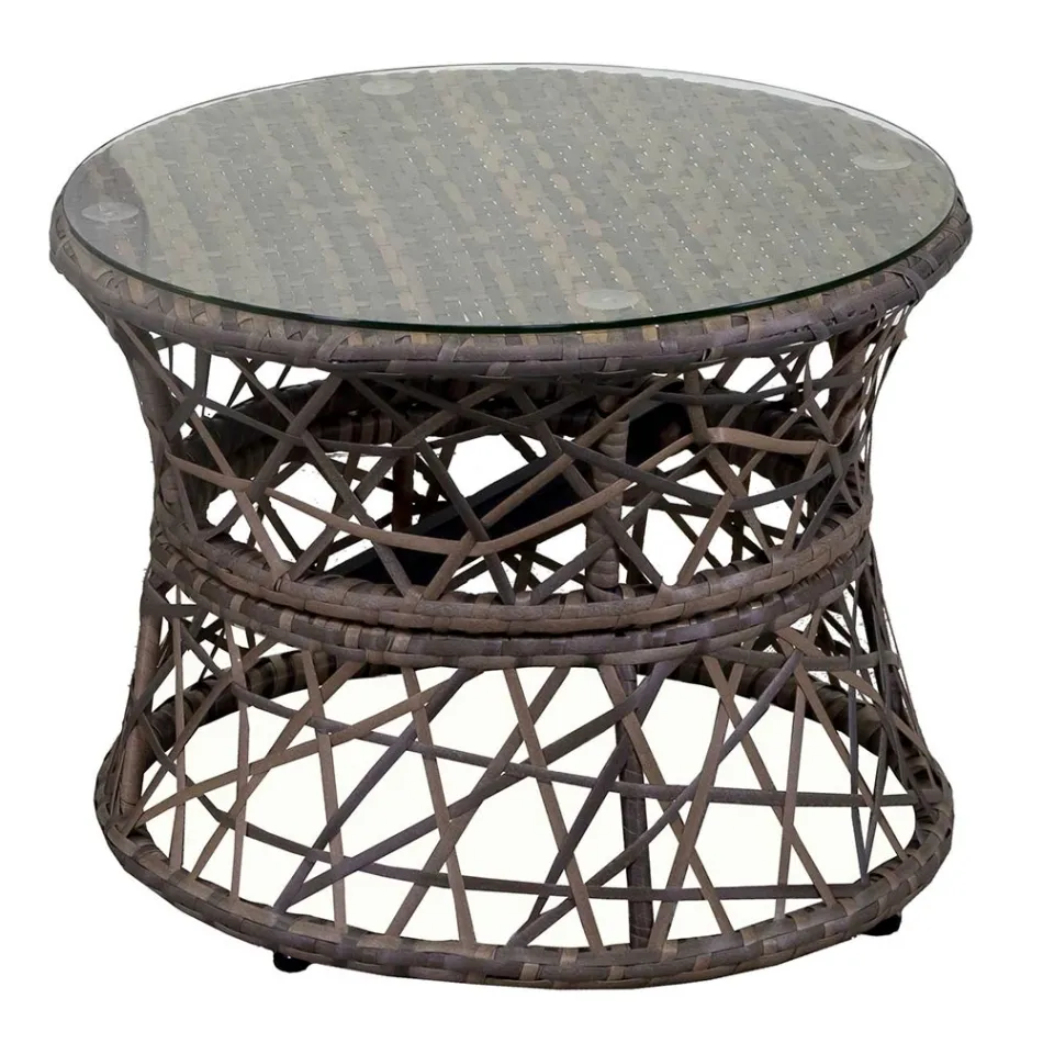 Fotoliu cu cadru din aluminiu acoperit cu Polyrattan și măsuță de cafea - Puntina Viadurini