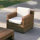 Fotoliu cu Structură Natural Banana Weaving și Perne Ecru - Vasa Viadurini