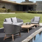 Fotoliu de exterior din frânghie și lemn de tec, Homemotion - Callum Viadurini