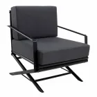 Fotoliu exterior din lemn natural sau lucios sau negru mat și pernă - Suzana Viadurini