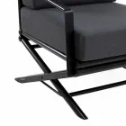 Fotoliu exterior din lemn natural sau lucios sau negru mat și pernă - Suzana Viadurini