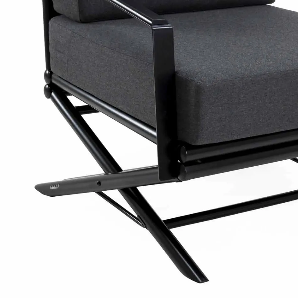 Fotoliu exterior din lemn natural sau lucios sau negru mat și pernă - Suzana Viadurini