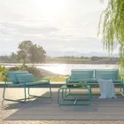 Fotoliu de exterior metalic cu perna de lux Made in Italy - Karol Viadurini