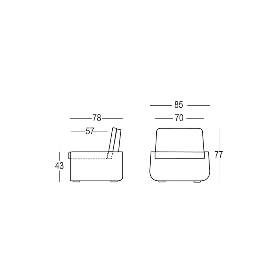 Fotoliu de exterior din polietilena cu perna din stofa Made in Italy - Belida Viadurini