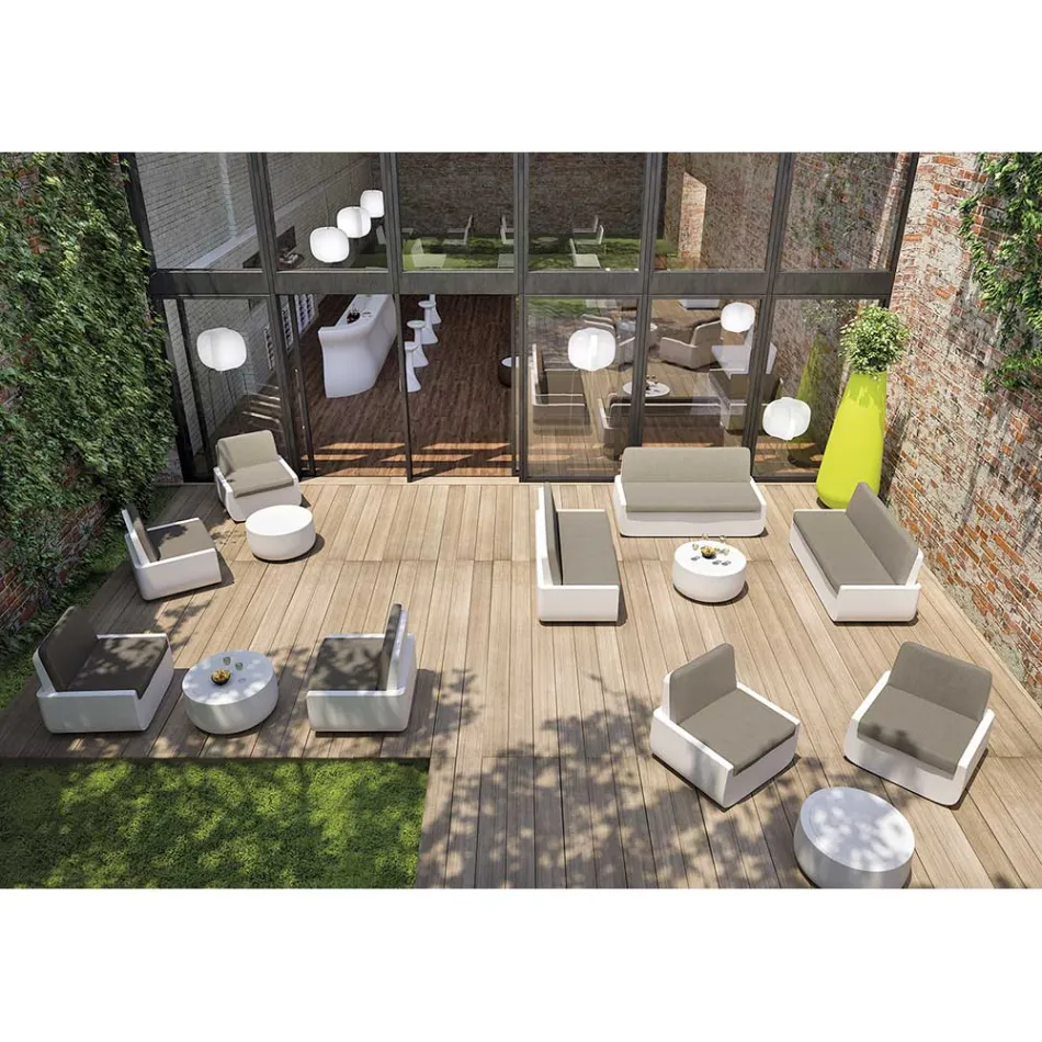 Fotoliu de exterior din polietilena cu perna din stofa Made in Italy - Belida Viadurini