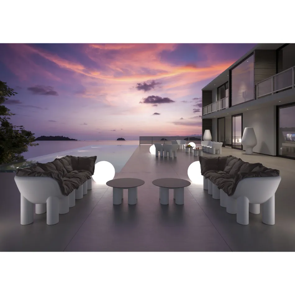 Fotoliu exterior din polietilenă cu pernă Made in Italy - Freccia Viadurini