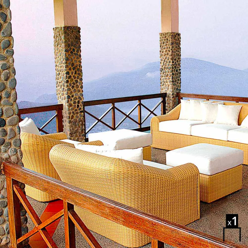 polietilenă fotoliu în aer liber țesute manual de proiectare Cooper Viadurini