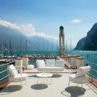 Fotoliu de exterior modern din metal vopsit și țesătură fabricat în Italia - Olma Viadurini