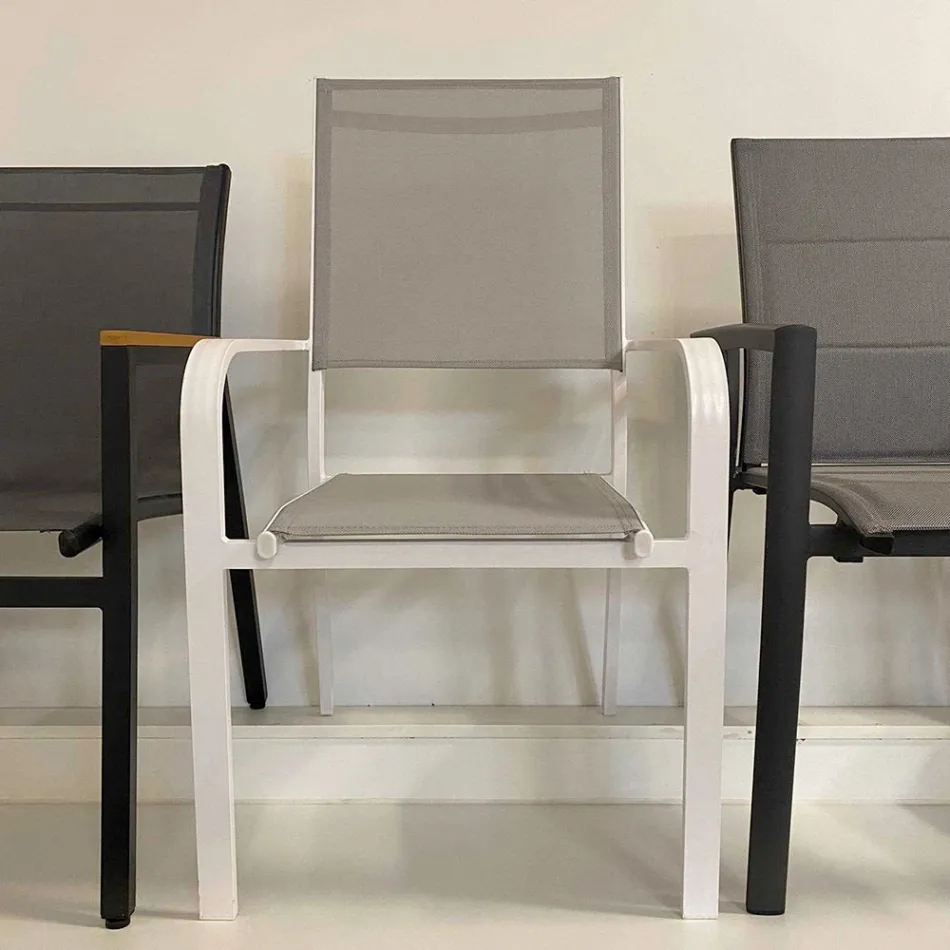 Fotoliu în aer liber din aluminiu și Textilene - Solar Viadurini