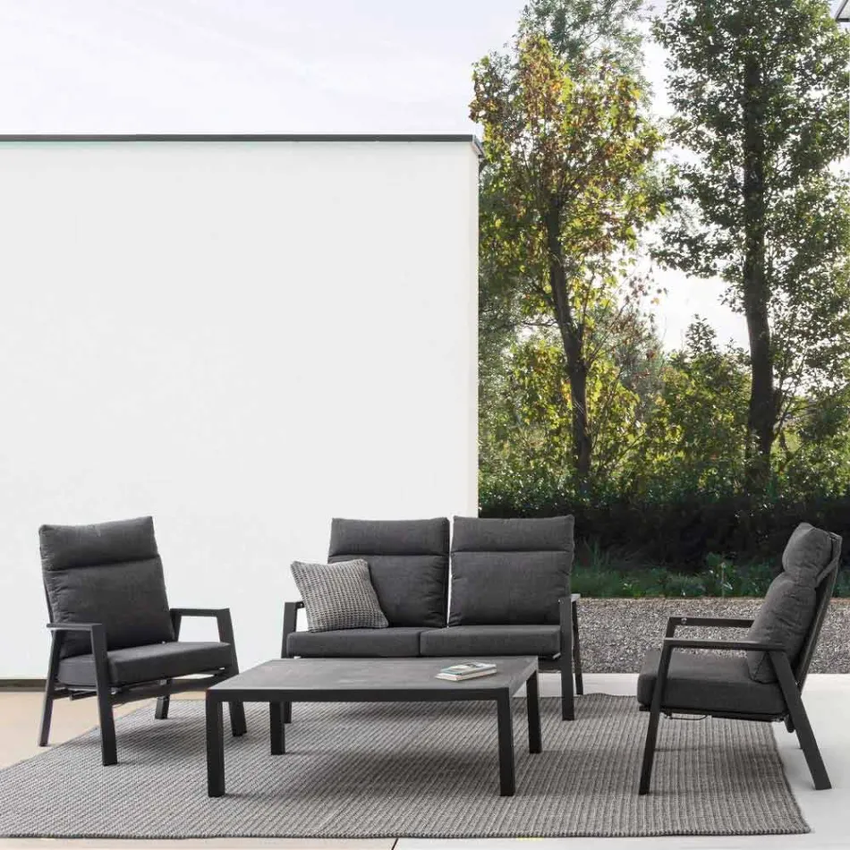 Fotoliu reclinabil de exterior din țesătură și aluminiu, 2 bucăți - Nathy Viadurini