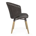 Fotoliu de gradina cu picioare din teak si sezut din stofa, Homemotion - Chantall Viadurini