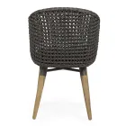 Fotoliu de gradina cu picioare din teak si sezut din stofa, Homemotion - Chantall Viadurini