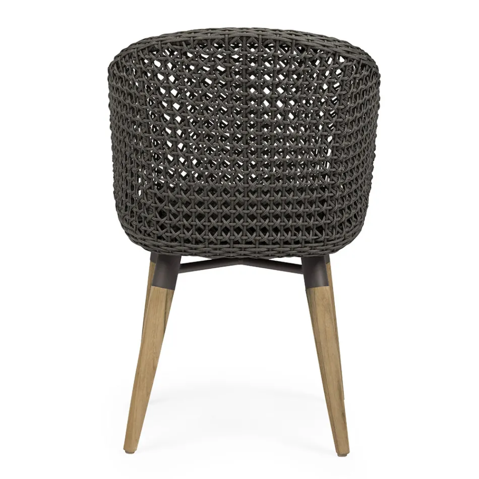 Fotoliu de gradina cu picioare din teak si sezut din stofa, Homemotion - Chantall Viadurini