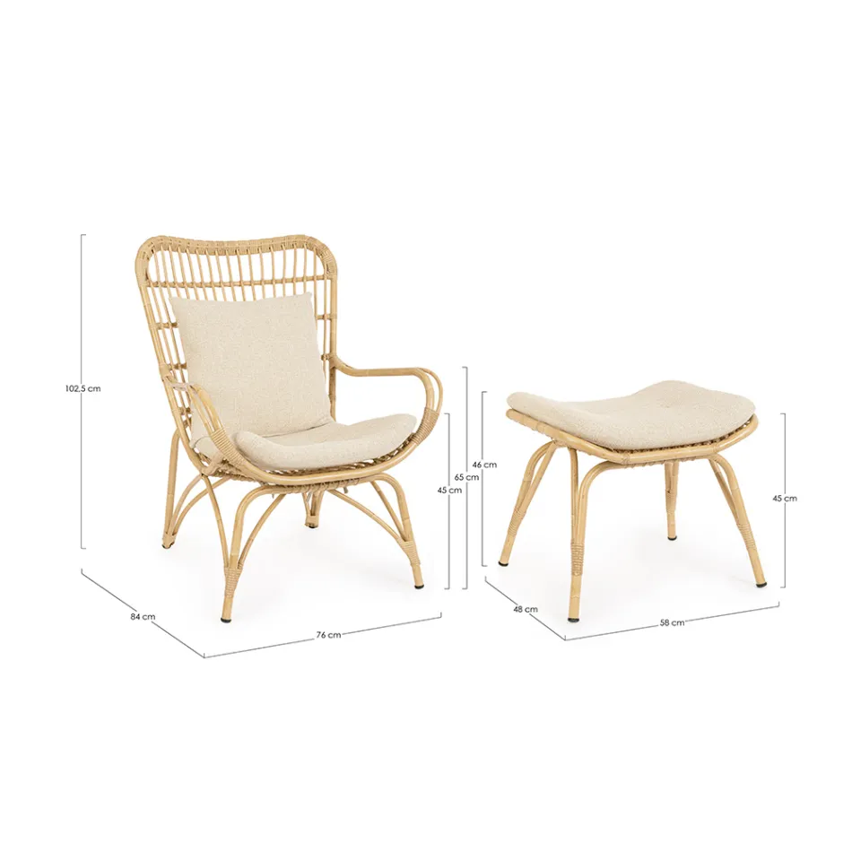 Fotoliu de grădină cu suport pentru picioare și țesut din fibre sintetice - Matter Viadurini