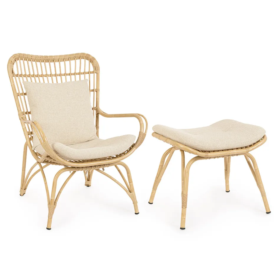 Fotoliu de grădină cu suport pentru picioare și țesut din fibre sintetice - Matter Viadurini