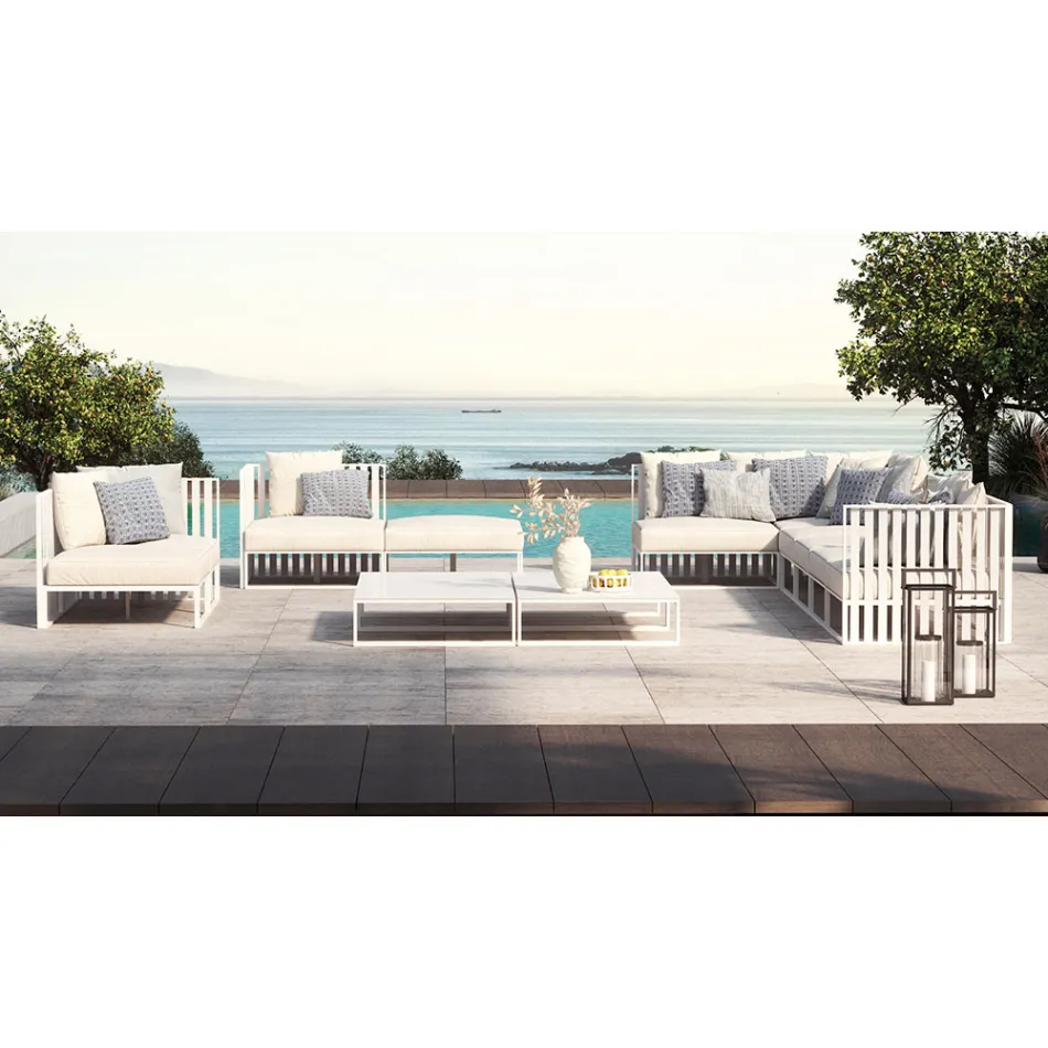 Fotoliu de gradina cu sezut din stofa si structura din aluminiu Made in Italy - Juliediv Viadurini