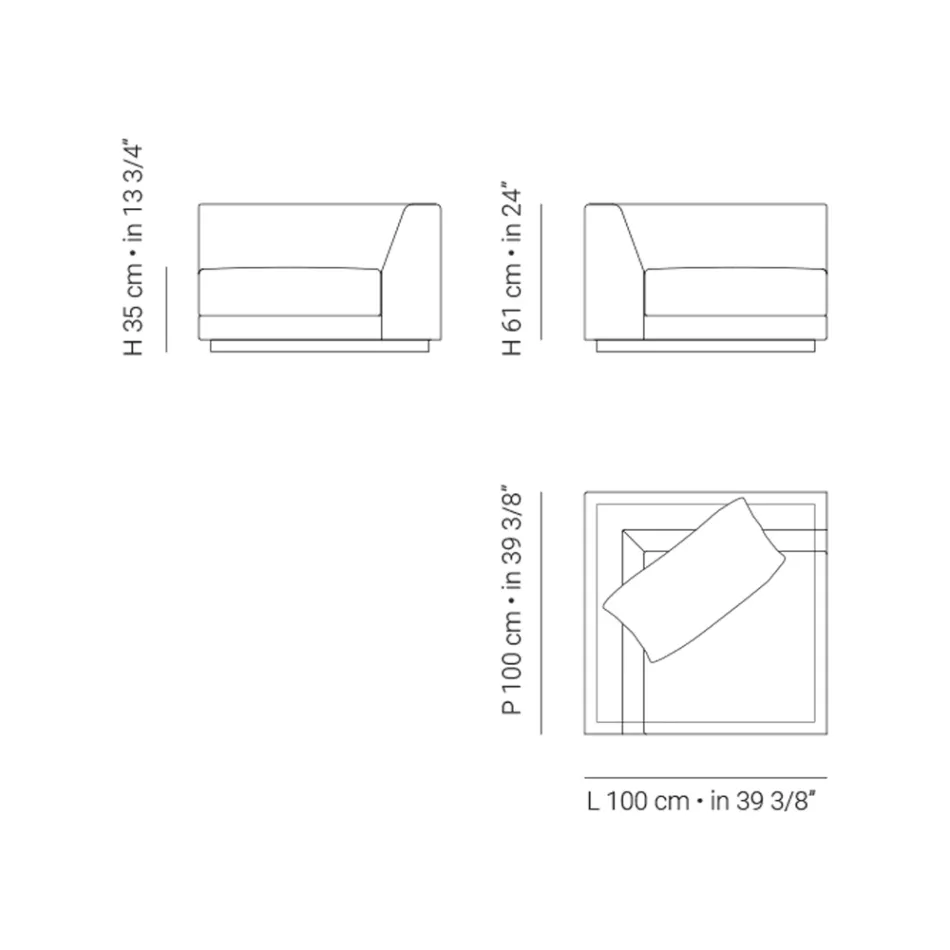Fotoliu de grădină cu structură în colțul din dreapta Made in Italy - Rubik Viadurini