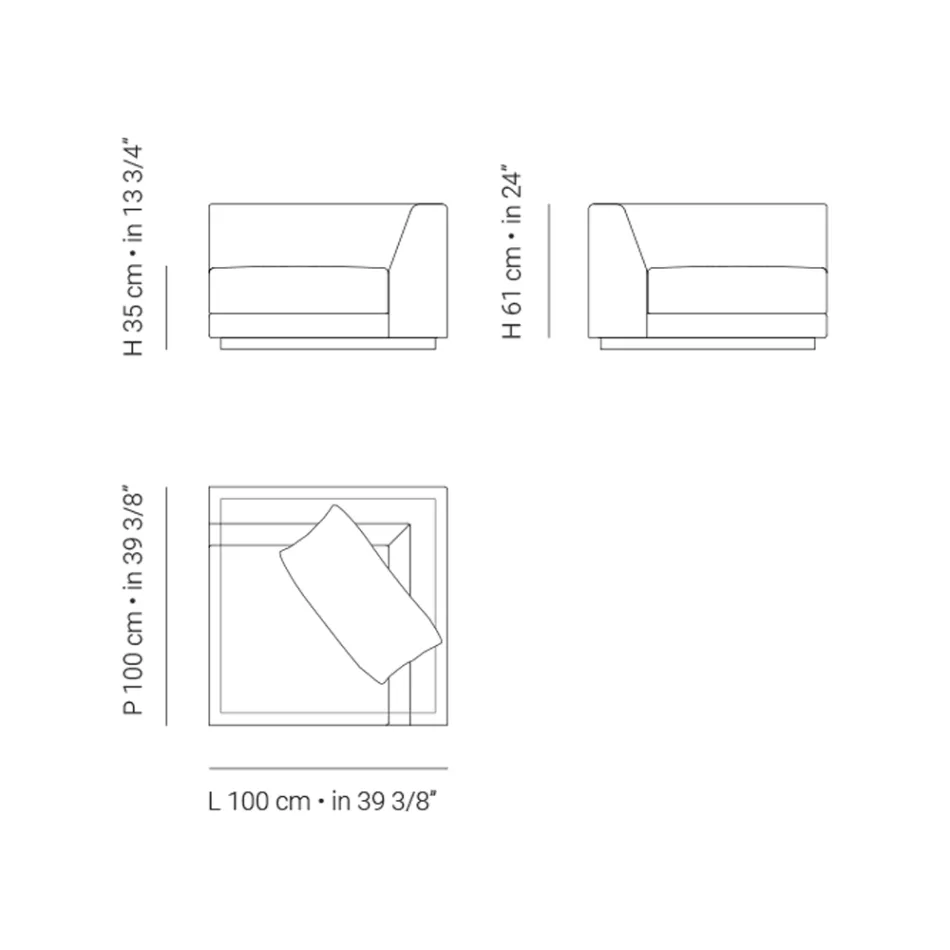 Fotoliu de grădină cu structură colț stânga Made in Italy - Rubik Viadurini