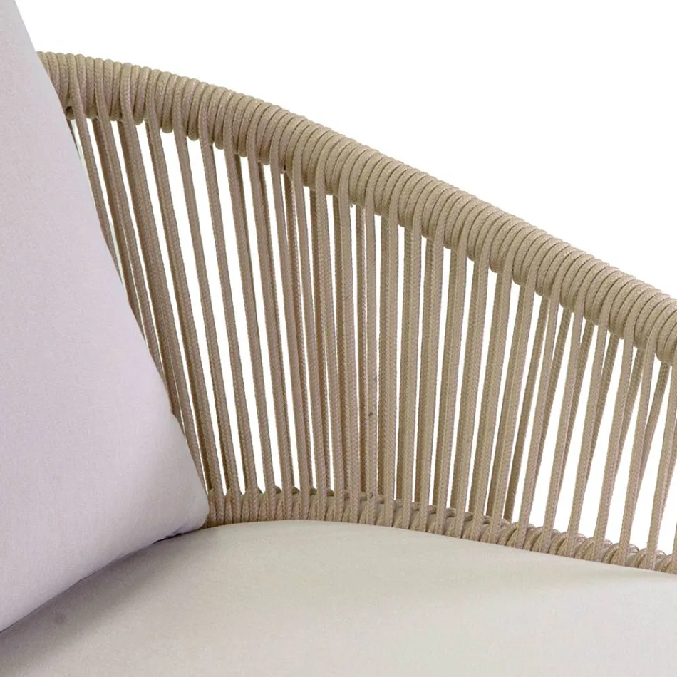 Scaun de grădină cu cadru din aluminiu și frânghii cu perne - Cort Viadurini