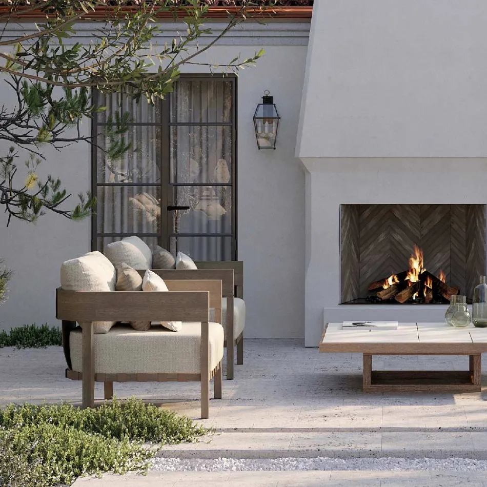 Scaun de gradina cu cadru din lemn de tec Made in Italy - Briga Viadurini