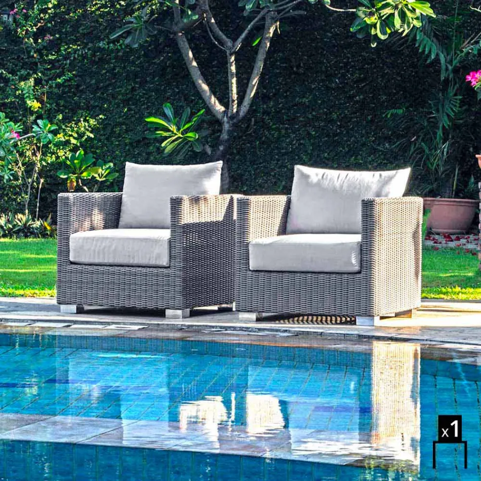 mână Fotoliu gradina de design țesute Elsa Viadurini