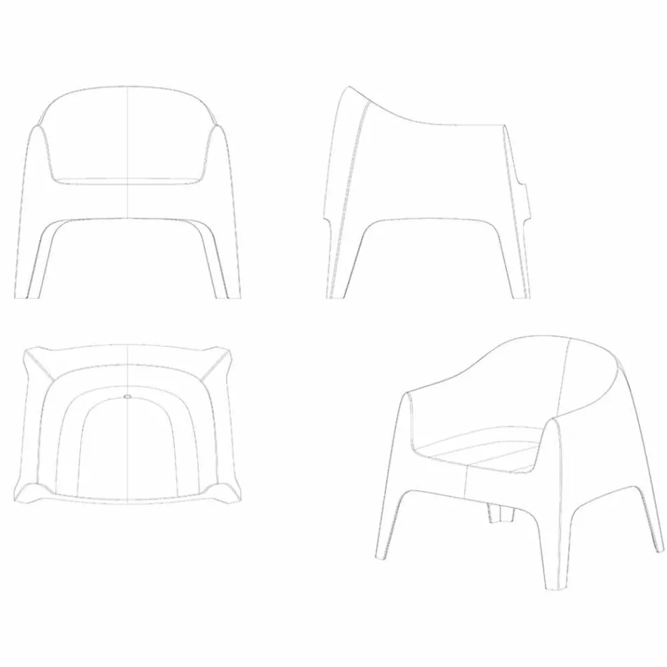 Solidă din Vondom, fotoliu de grădină stackabil, din polipropilenă Viadurini