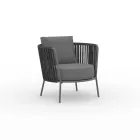 Fotoliu de grădină din oțel inoxidabil și spătar din frânghie - Luxura Viadurini