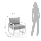 Fotoliu de grădină din aluminiu alb fildeș mat și perne gri - Avoir Viadurini