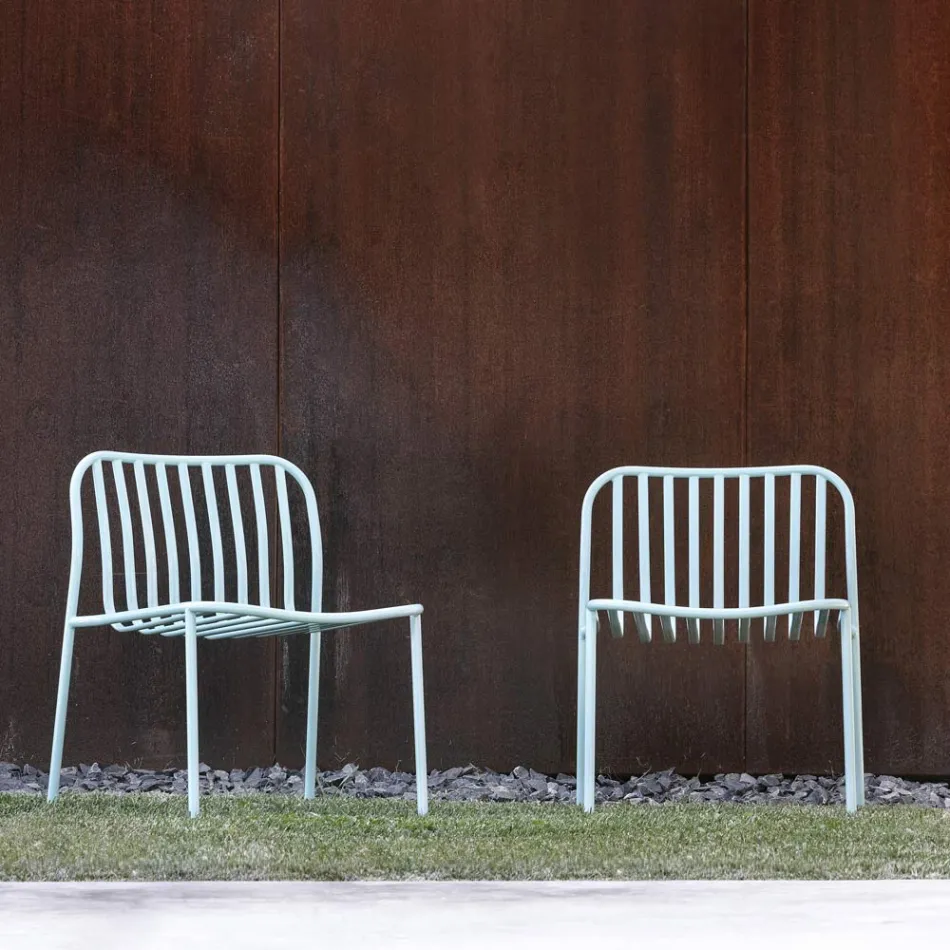 Fotoliu de grădină metalic stivuibil Made in Italy 2 buc - Simply Viadurini