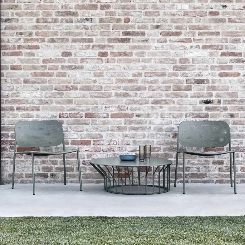 Fotoliu de Gradina din Metal Vopsit Made in Italy 2 Piese - Synergy Viadurini