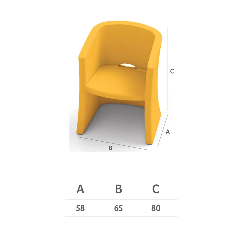 Fotoliu de Gradina din Polietilena cu Cotiere Made in Italy - Perez Viadurini