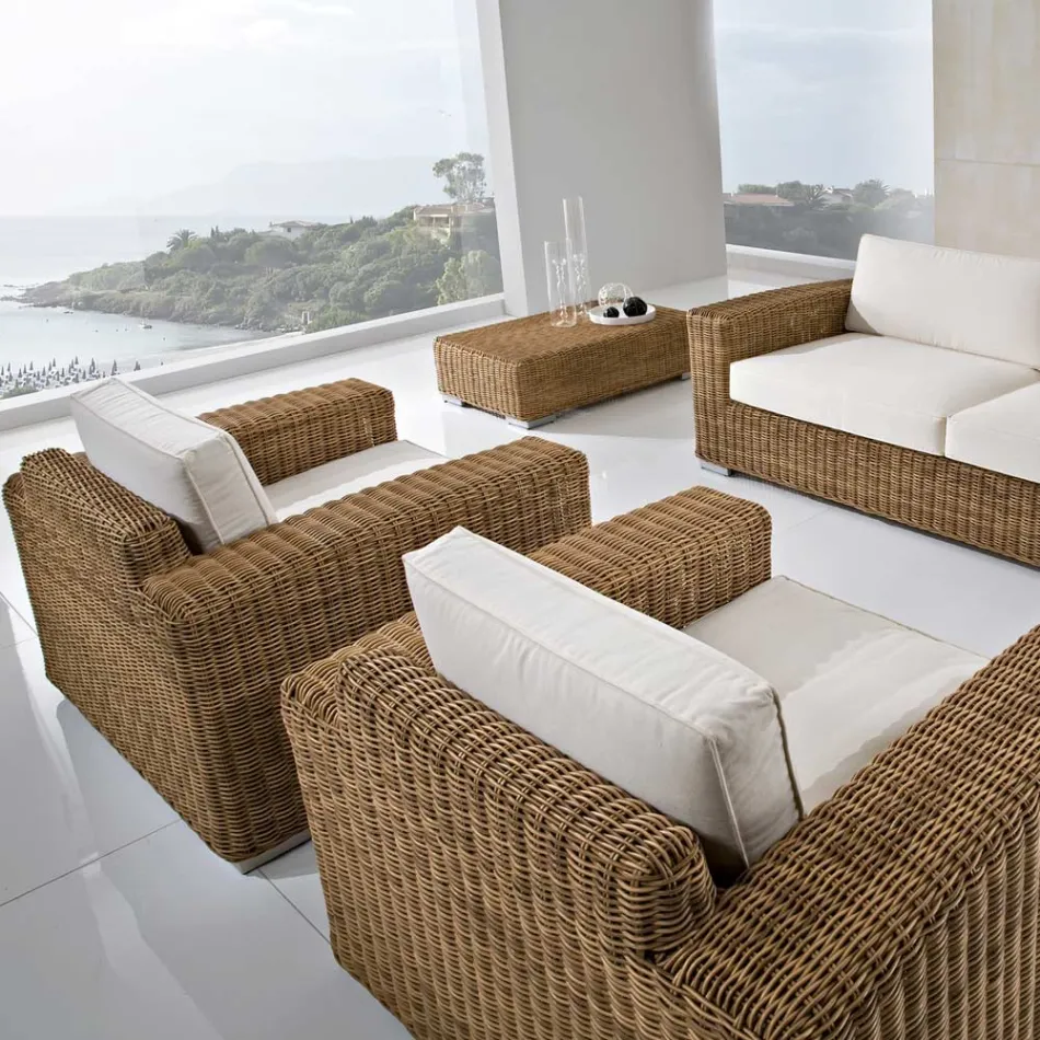 Fotoliu de grădină din Polyrattan țesut manual - Yoko Viadurini