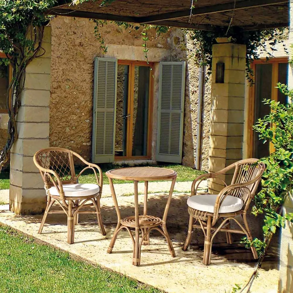 Fotoliu de Gradina in Rattan Natural Design pentru Exterior - Sporalizia Viadurini