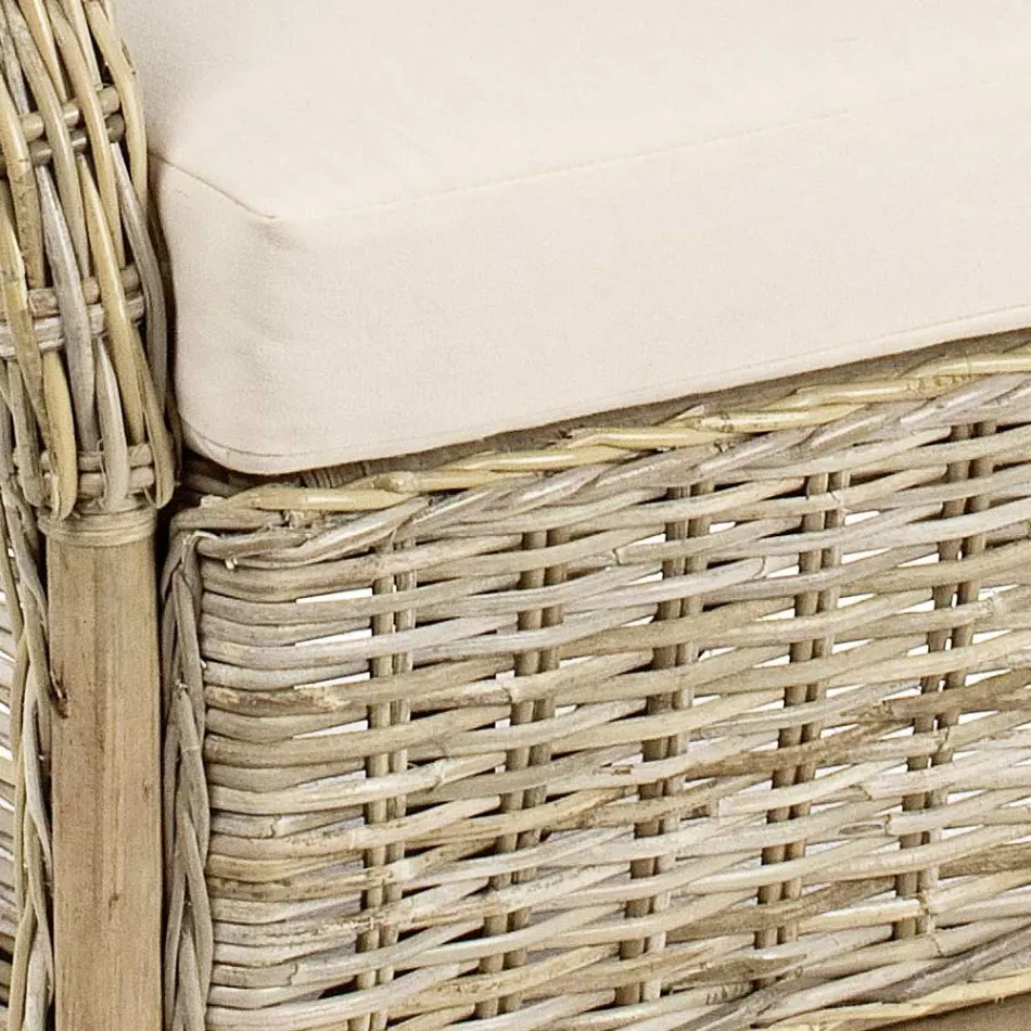 Fotoliu de grădină din Rattan natural pentru exterior cu perne - Supreme Viadurini