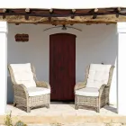 Fotoliu de grădină din Rattan natural pentru exterior cu perne - Supreme Viadurini