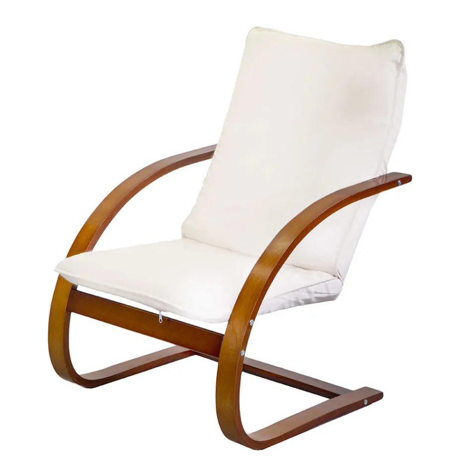 Fotoliu de interior realizat din lemn de mesteacăn și țesătură - Abissi Viadurini