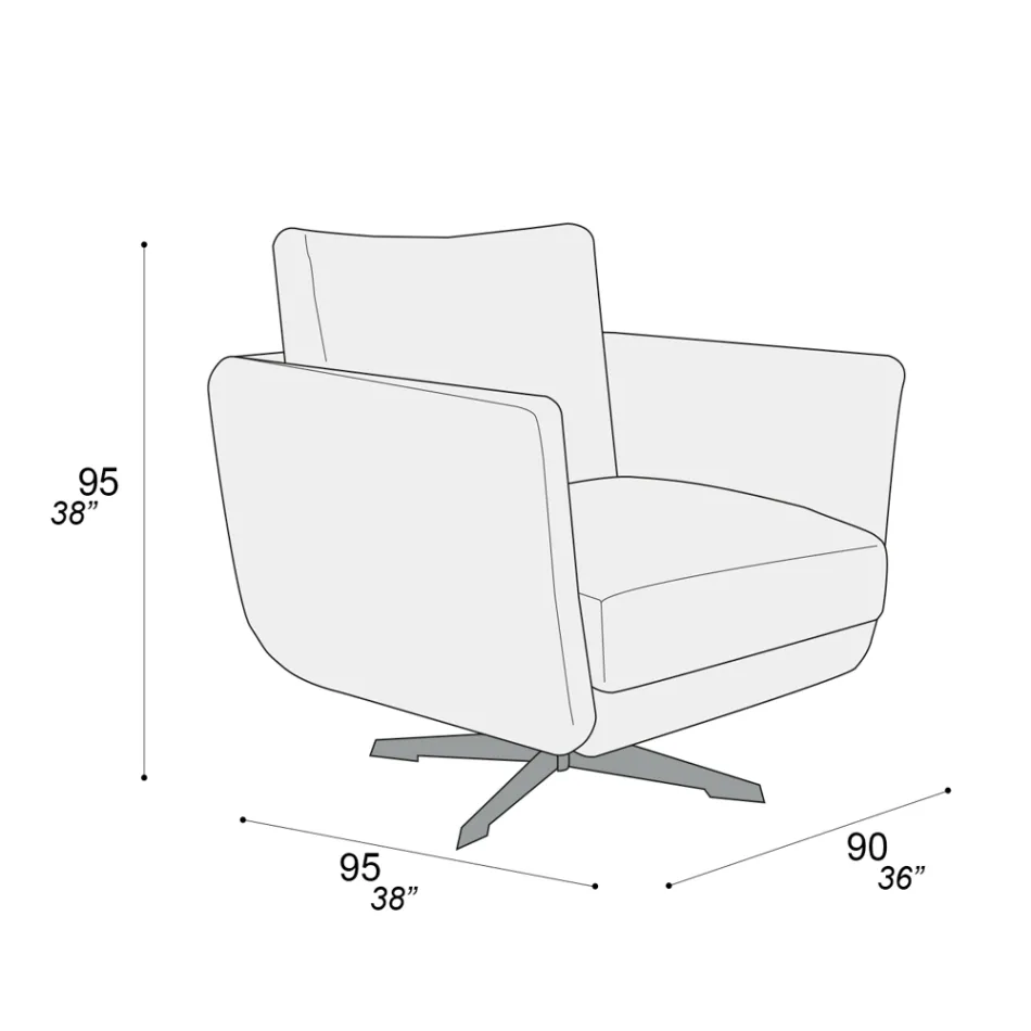 Fotoliu de sufragerie cu bază pivotantă sau fixă la alegere Made in Italy - Ironic Viadurini