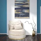 Fotoliu tapițat și tapițat pentru cameră de zi în țesătură cu decorațiuni - patch Viadurini