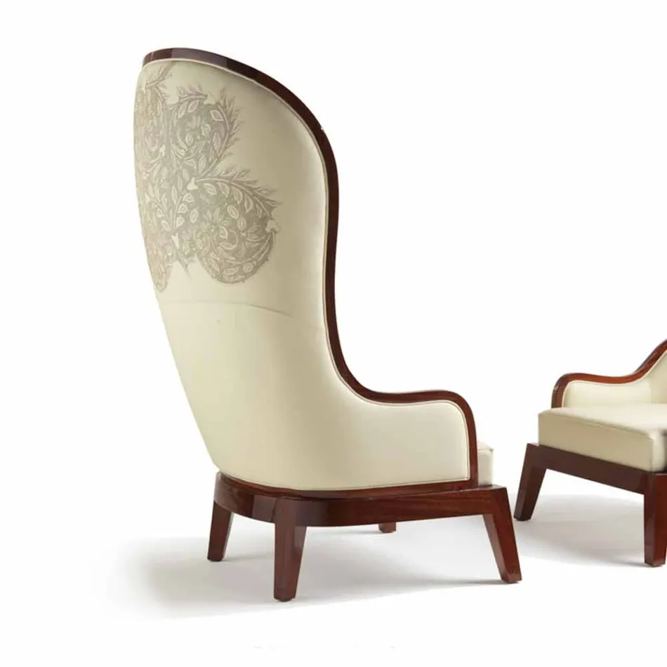 Confortabil fotoliu din piele decor cu laser, made in Italy, Eli Viadurini