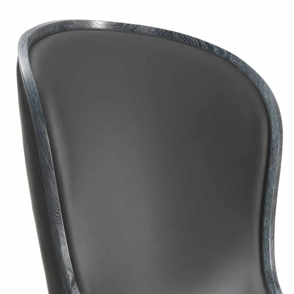 șezlong din piele și păr negru Eli, design de lux clasic Viadurini