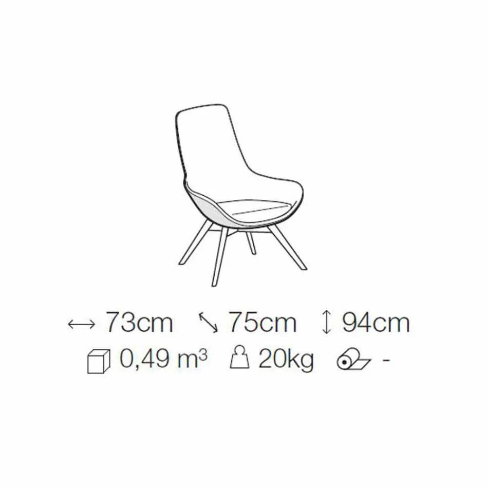 Fotoliu living din piele și țesătură cu bază din lemn Fabricat în Italia - Ama Viadurini