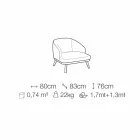 Scaun Lounge din stofă cu bază din lemn masiv Fabricat în Italia - Pepina Viadurini