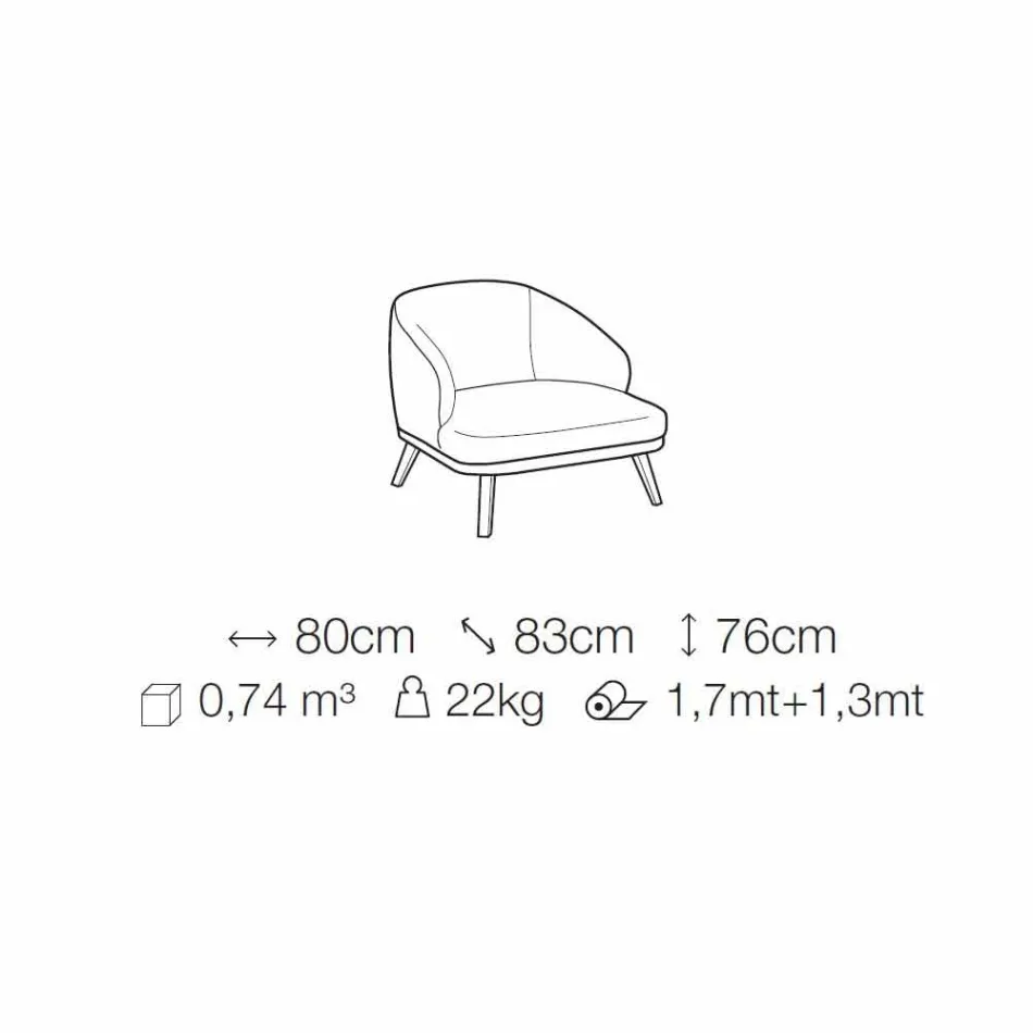 Scaun Lounge din stofă cu bază din lemn masiv Fabricat în Italia - Pepina Viadurini