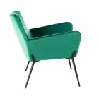 Scaun Lounge Modern din Catifea Petrol Verde și Metal Negru - Tonifiat Viadurini
