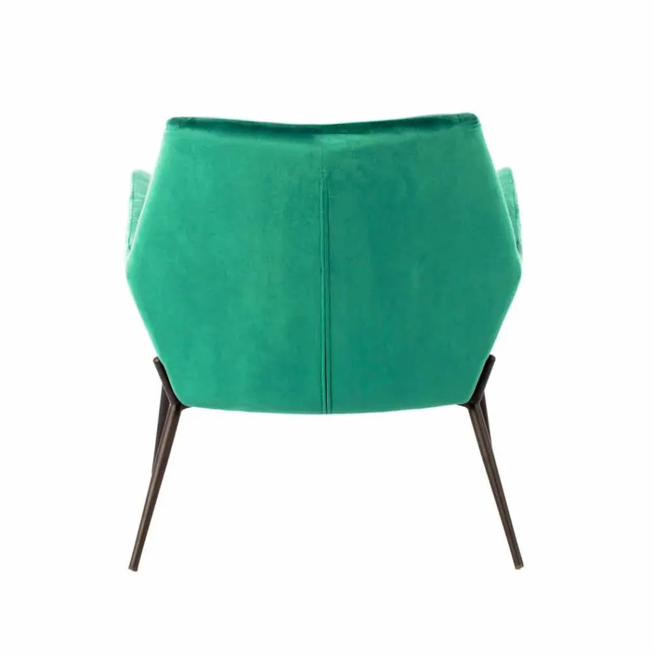 Scaun Lounge Modern din Catifea Petrol Verde și Metal Negru - Tonifiat Viadurini